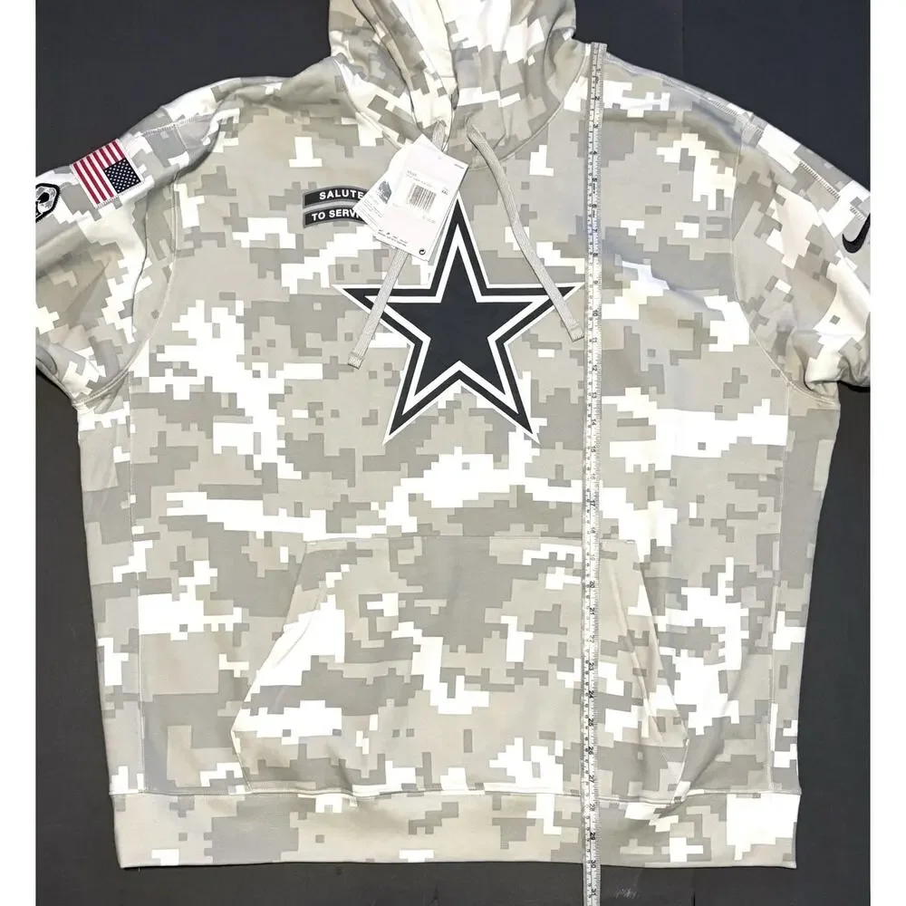 Nike Dallas Cowboys Salute To Service Hoodie Mens Sz 2XL NWT Arctic Camo Wht